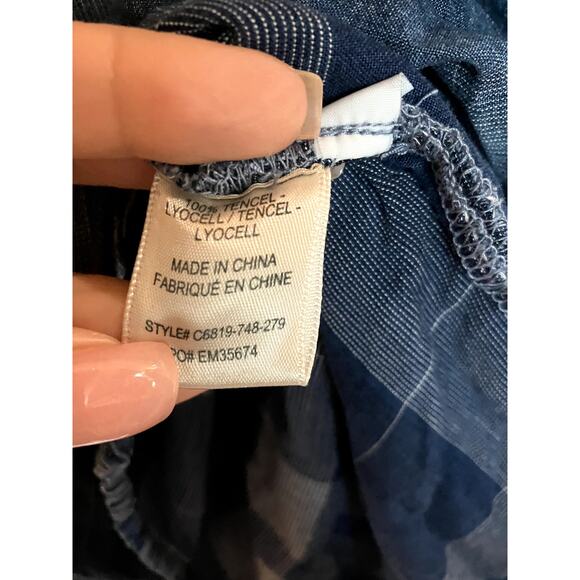 Anthropologie CLOTH & STONE Plaid Shirt Dress Size XS Blue SOFT COMFY TRAVEL - Picture 3 of 5